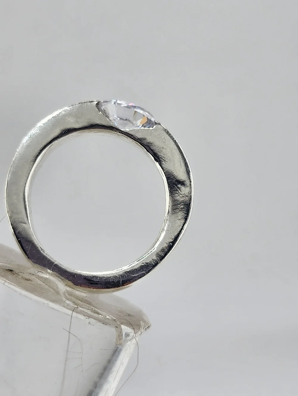 CUBIC ZIRCONIA PRESSURE RING HANDMADE STERLING SILVER SIZE7 - Picture 11 of 15